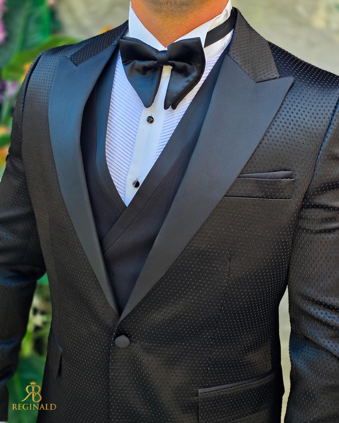 Costum de barbati de ceremonie Set: Sacou, Vesta, Pantalon, Papion- C5283 - imagine 4