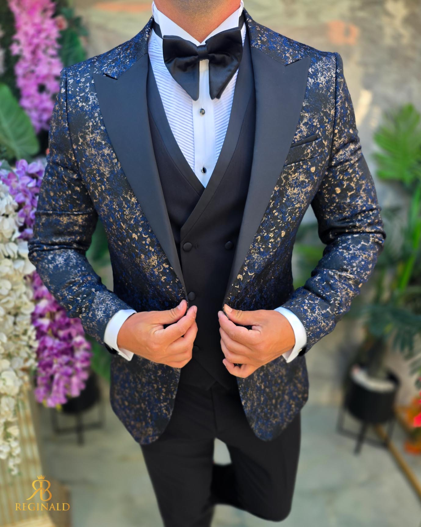 Costum de barbati de ceremonie Set: Sacou, Vesta, Pantalon, Papion- C5284 - imagine 6