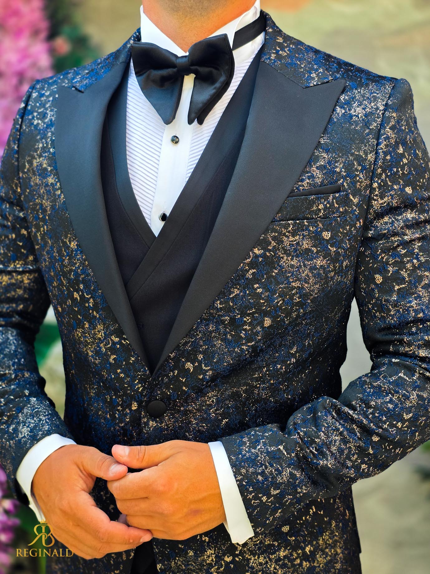 Costum de barbati de ceremonie Set: Sacou, Vesta, Pantalon, Papion- C5284 - imagine 5