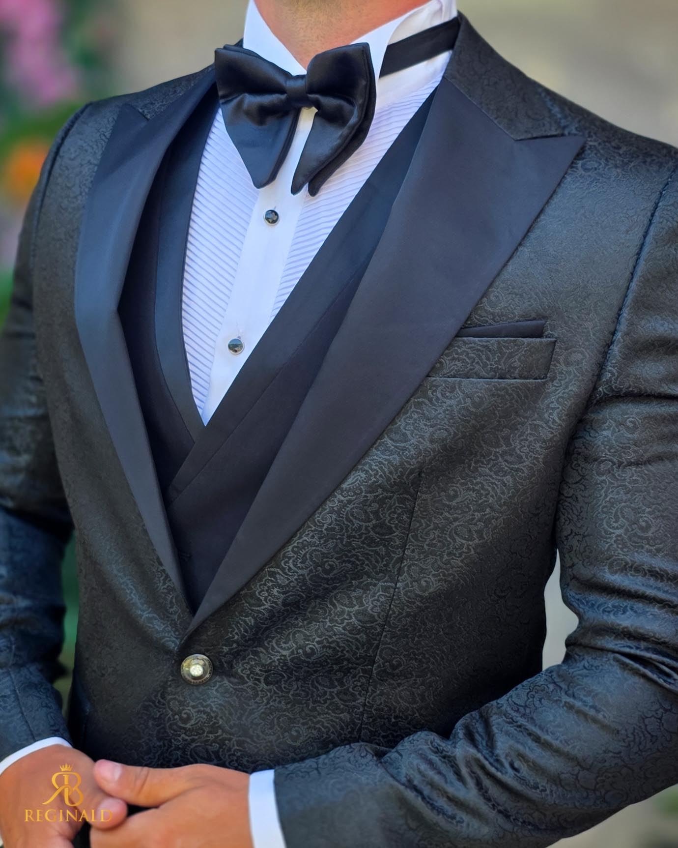 Costum de barbati de ceremonie Set: Sacou, Vesta, Pantalon, Papion- C5288 - imagine 4