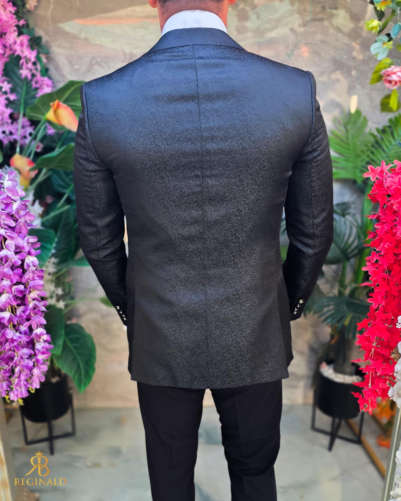 Costum de barbati de ceremonie Set: Sacou, Vesta, Pantalon, Papion- C5288 - imagine 6