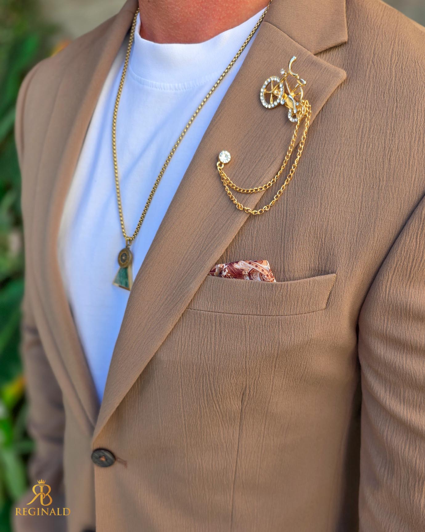 Costum de bărbați, Maro deschis: Sacou si Pantalon - C5290 - imagine 4