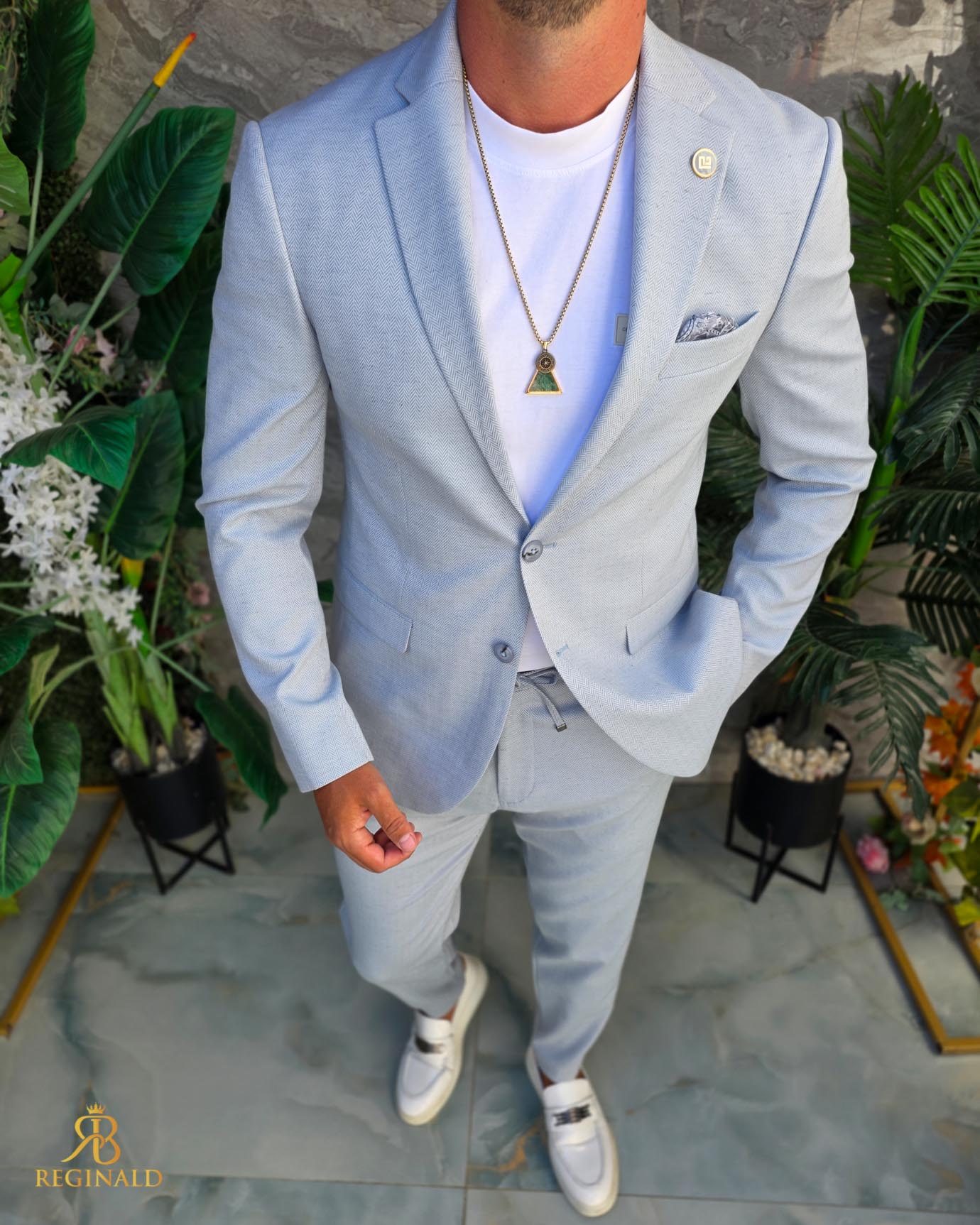 Costum de bărbați, Bleu: Sacou si Pantalon - C5299 - imagine 3