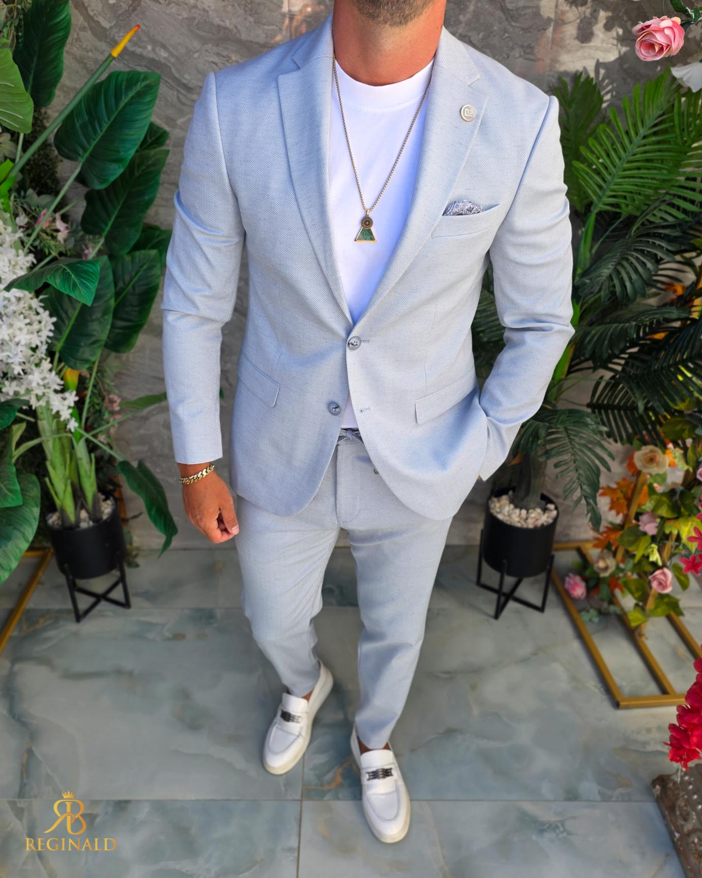 Costum de bărbați, Bleu: Sacou si Pantalon - C5299 - imagine 8