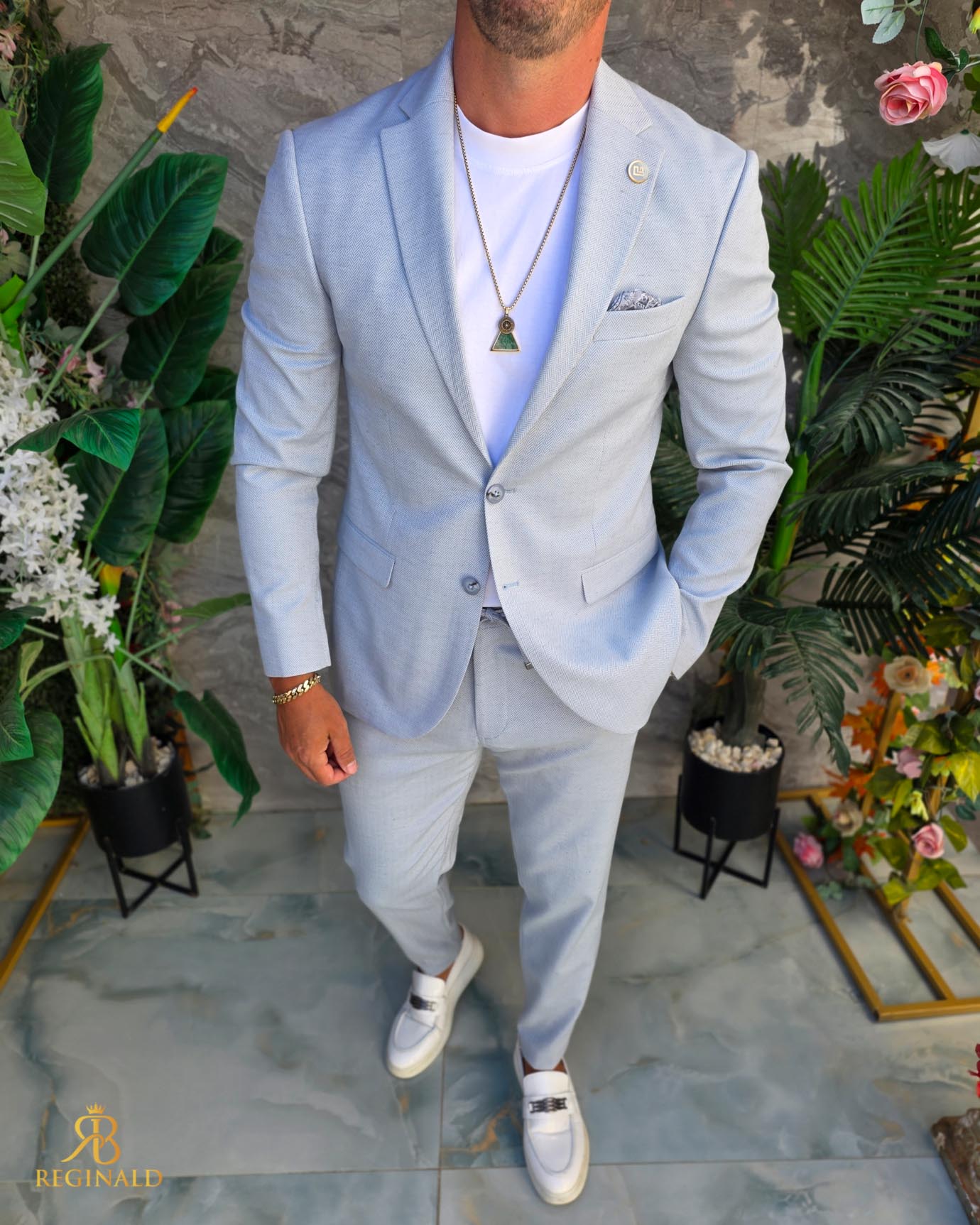 Costum de bărbați, Bleu: Sacou si Pantalon - C5299 - imagine 4