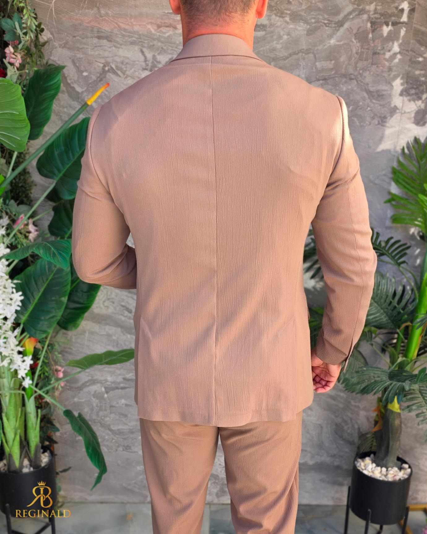 Costum de bărbați, Maro deschis: Sacou si Pantalon - C5290 - imagine 5