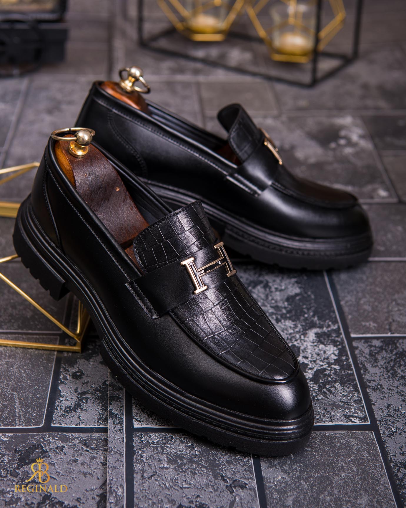 Mocasini de barbati casual, negri, talpa inalta ultra-usoara – AD867 - imagine 3