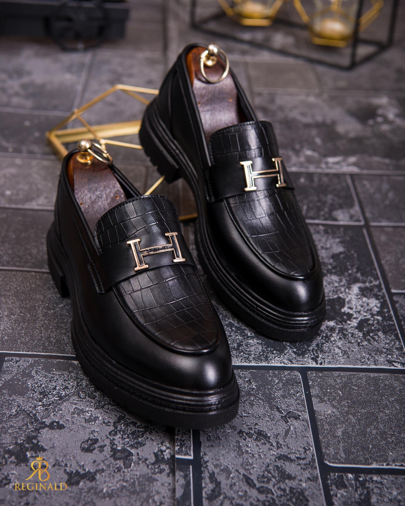 Mocasini de barbati casual, negri, talpa inalta ultra-usoara – AD867 - imagine 4