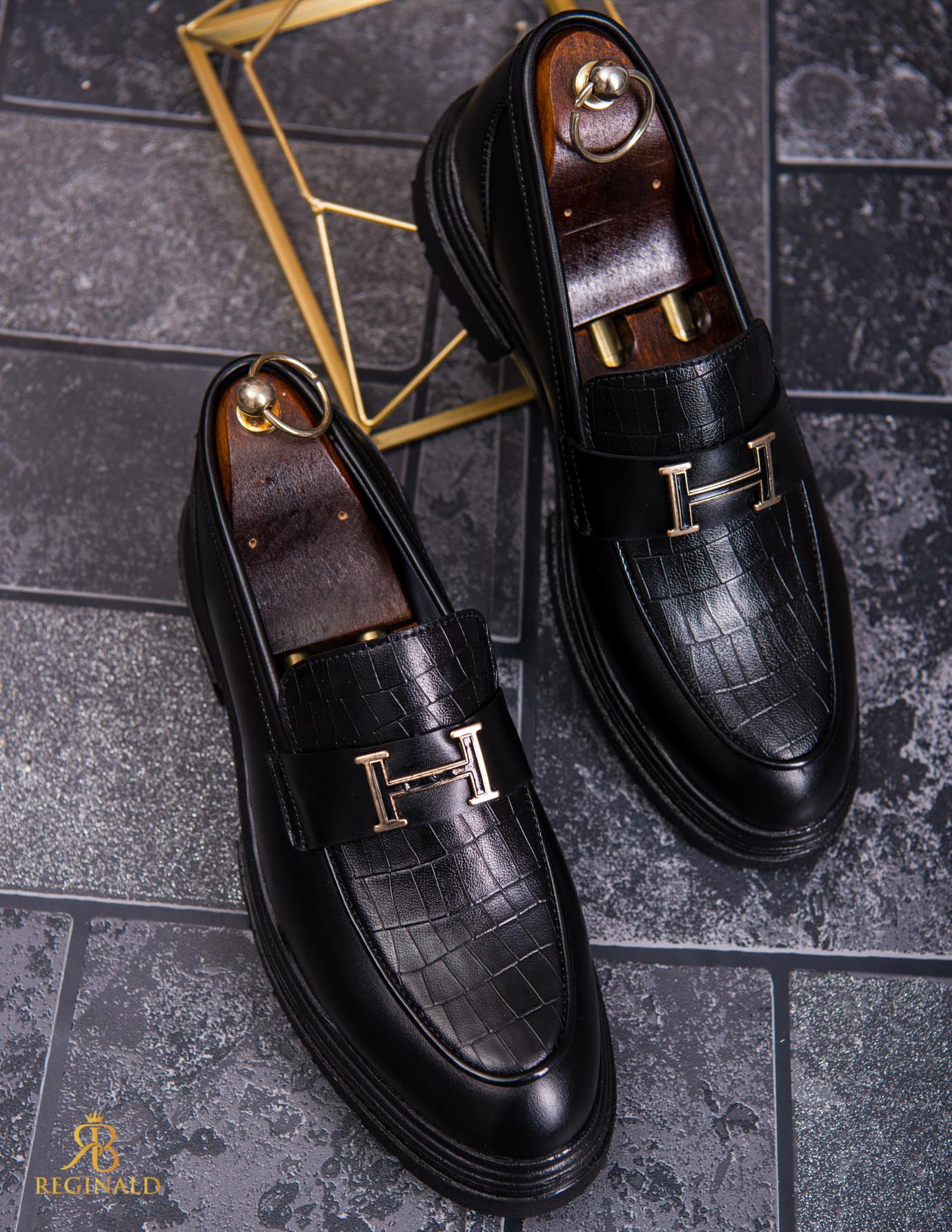 Mocasini de barbati casual, negri, talpa inalta ultra-usoara – AD867 - imagine 5