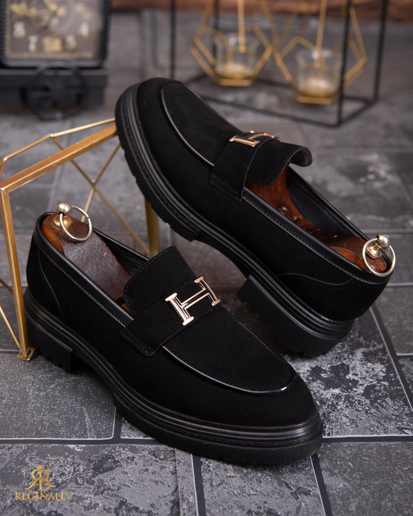 Mocasini de barbati casual, negri, talpa inalta ultra-usoara – AD869 - imagine 3