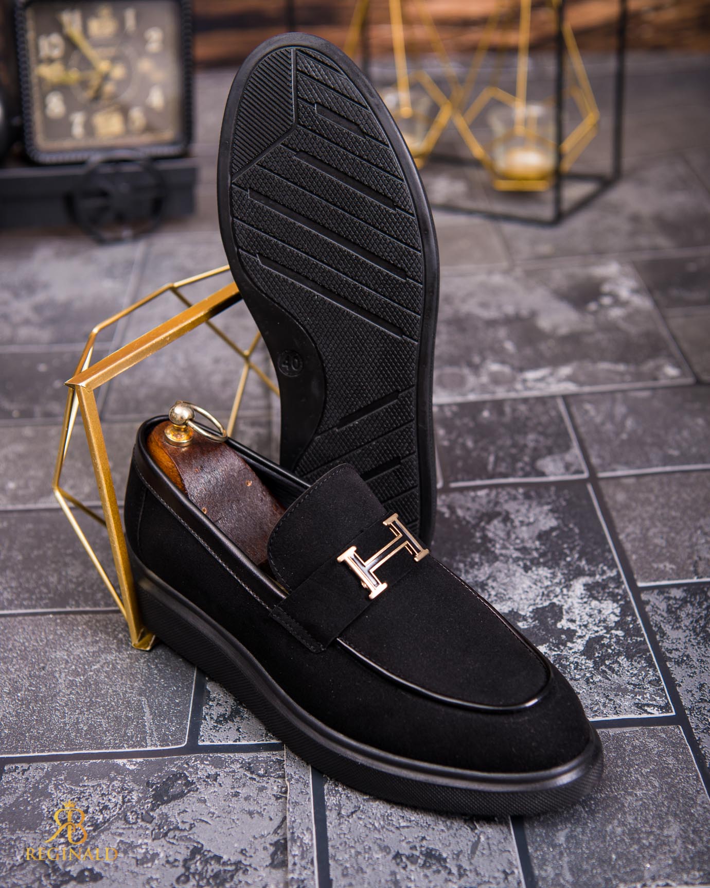 Mocasini de barbati casual, negri, talpa inalta ultra-usoara – AD873 - imagine 2