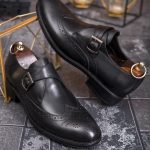 Men's black genuine leather shoes - P1874