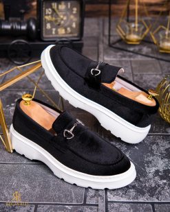 Mocasini de barbati casual, negri, talpa inalta ultra-usoara – AD859