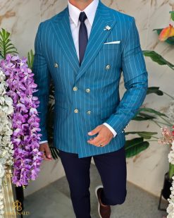Alternative view of Sacou de bărbați, Slim Fit, Albastru cu dungi- SC1083