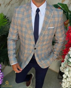 Alternative view of Sacou de bărbați, Slim Fit, in carouri-SC1084