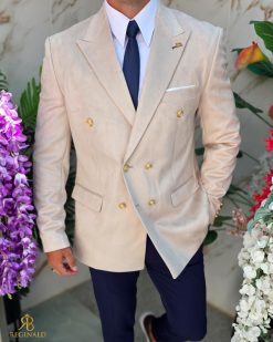Sacou de bărbați, Slim Fit, Bej din catifea-SC1085