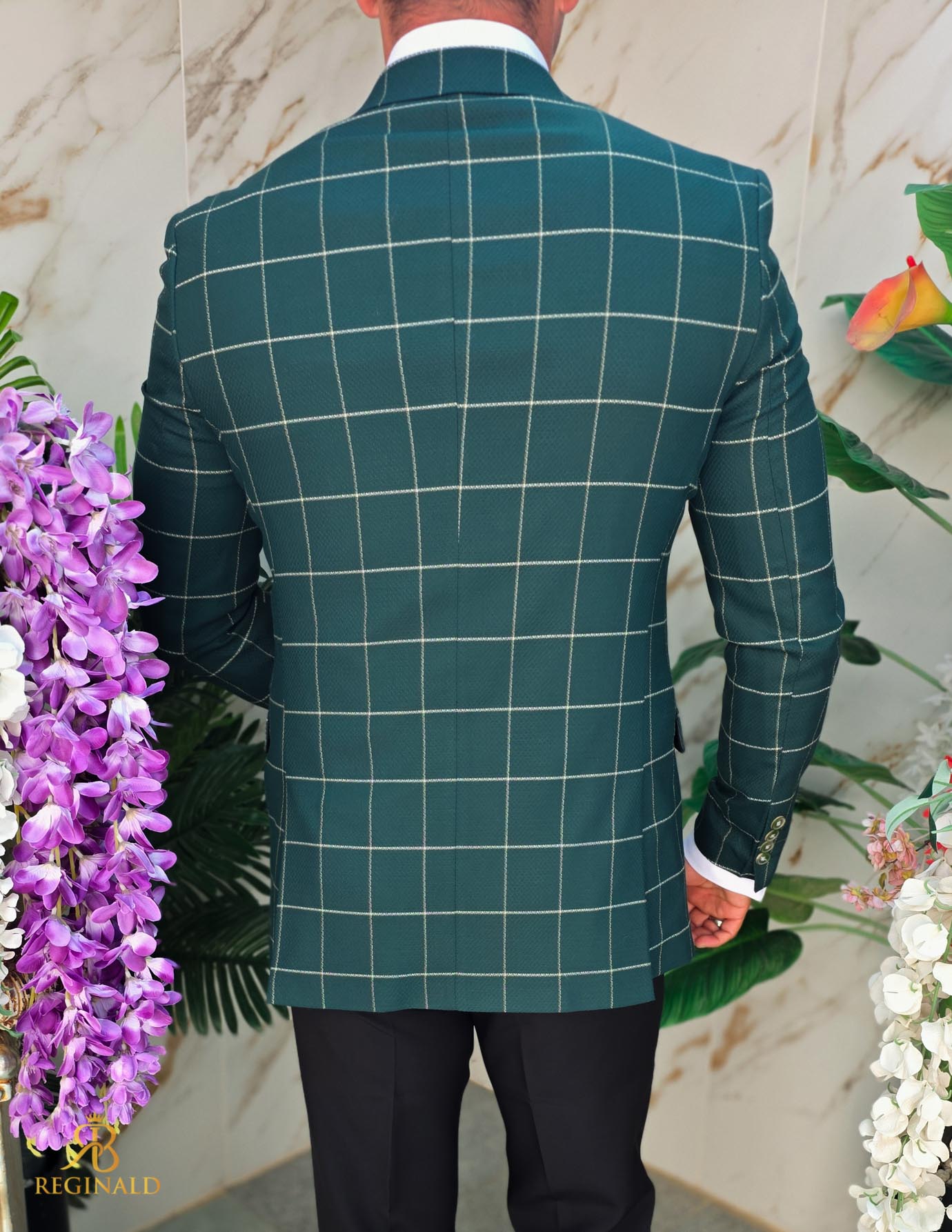 Sacou de bărbați, Slim Fit, Verde in carouri- SC1071 - imagine 7