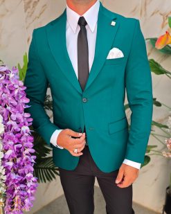 Alternative view of Sacou de bărbați, Slim Fit, Verde- SC1077