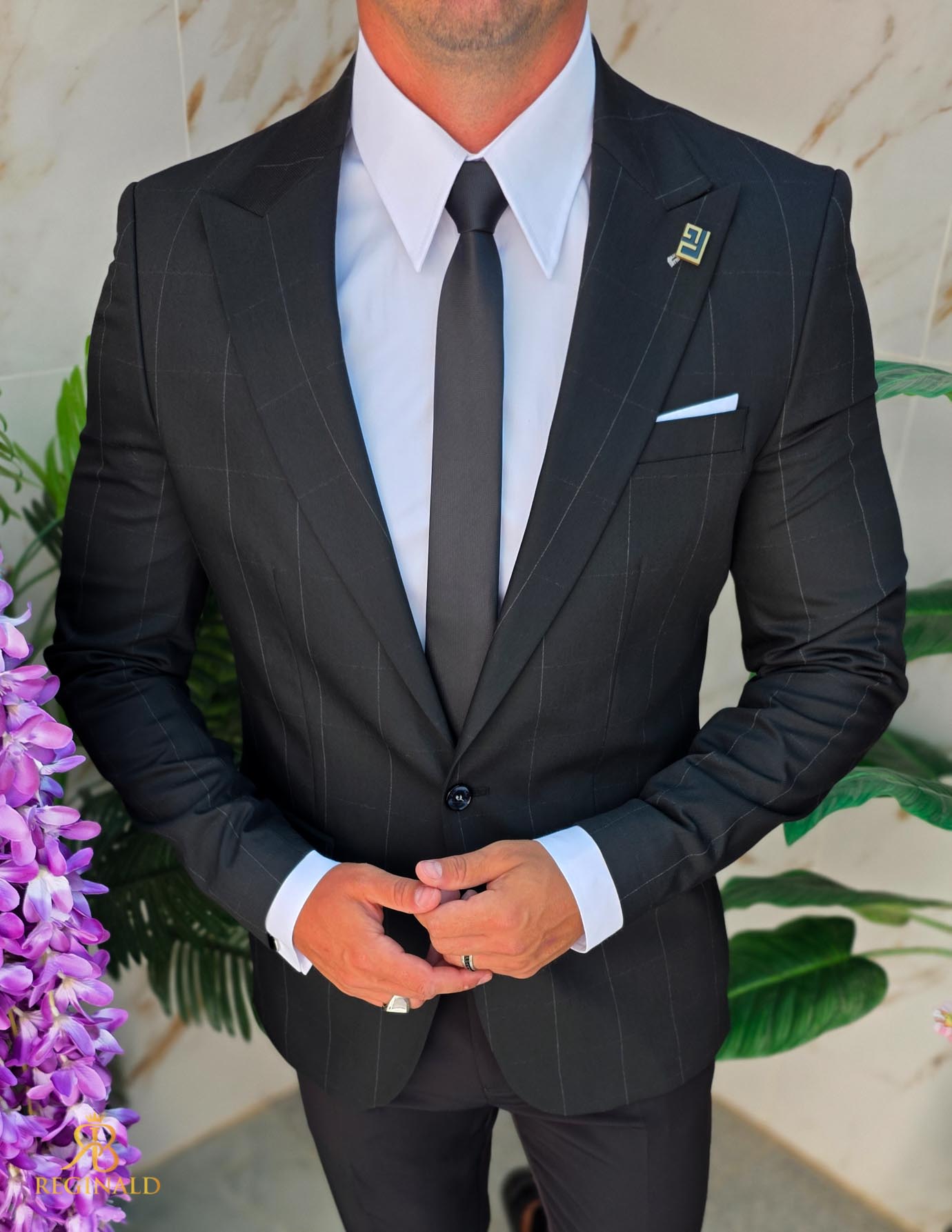 Sacou de bărbați, Slim Fit, Negru in carouri- SC1078 - imagine 3