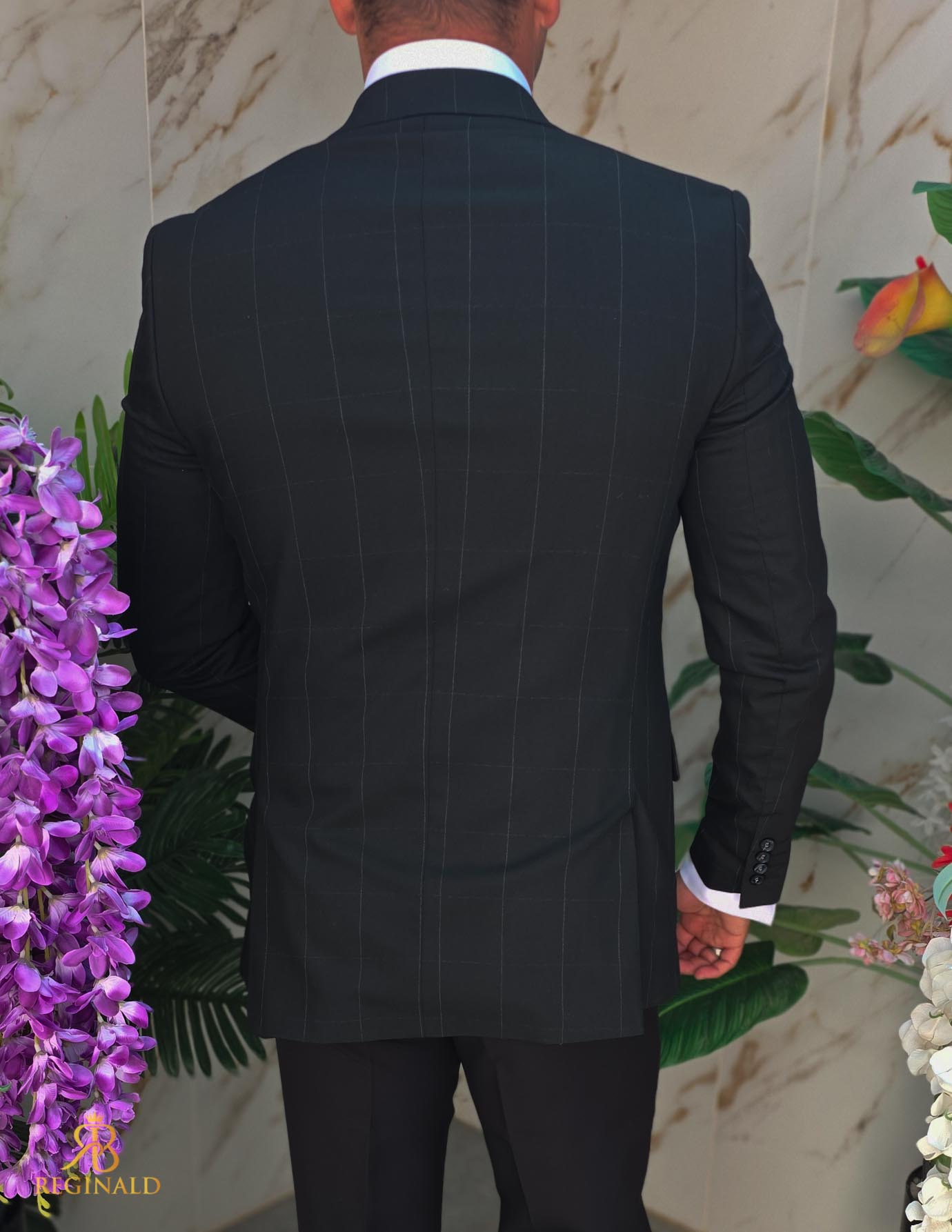 Sacou de bărbați, Slim Fit, Negru in carouri- SC1078 - imagine 5