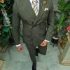 Costum bărbătesc Double-Breasted Slim Fit – Verde Olive - C5322