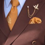 Tie and pocket square set with pattern - CV1183