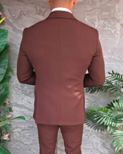 Costum bărbătesc Slim Fit maro intens – Sacou și Pantaloni - C5327 - immagine 6
