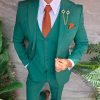Costum bărbătesc Slim Fit 3 Piese – Verde Smarald - C5328