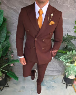 Costume pour homme Slim Fit marron foncé – Veste et pantalon - C5327