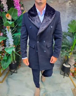 Alternative view of Palton de bărbați, Slim Fit, Bleumarin cu nasturi - PT504