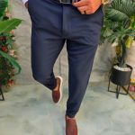 Pantaloni bleumarin, elastici, croiala conica - PN862