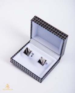 Butoni argintii cu negru - BT083