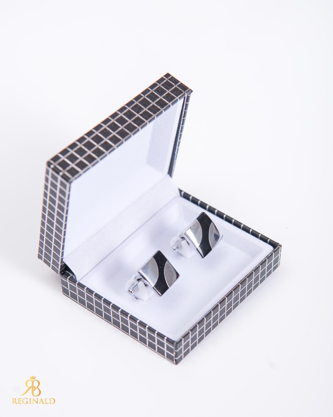 Butoni argintii cu negru - BT084 - imagine 2