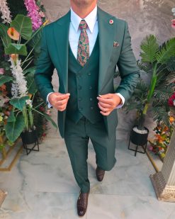 Alternative view of Costum Bărbătesc Slim-Fit 3 Piese – Verde Smarald Elegant - C5312