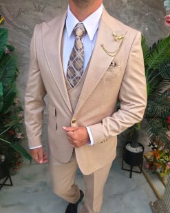 Alternative view of Costum Bărbătesc Slim-Fit 3 Piese – Bej Nude Elegant - C5318