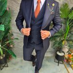 Costum Bărbătesc Slim-Fit 3 Piese – bleumarin cenușiu - C5320