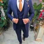 Costum Bărbătesc Slim-Fit 3 Piese – Bleumarin - C5314