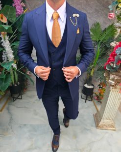 Costum Bărbătesc Slim-Fit 3 Piese – Bleumarin - C5314