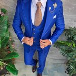 Costum Bărbătesc Slim-Fit 3 Piese – Albastru Intens - C5310