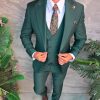 Costum Bărbătesc Slim-Fit 3 Piese – Verde Smarald Elegant - C5312