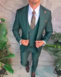 Costum Bărbătesc Slim-Fit 3 Piese – Verde Smarald Elegant - C5312