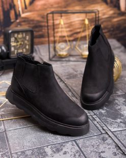 Ghete bărbătești Chelsea – Piele naturală neagră - GH154