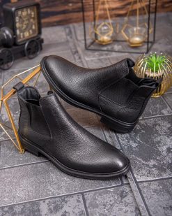 Ghete bărbătești Chelsea – Piele naturală neagră - GH156