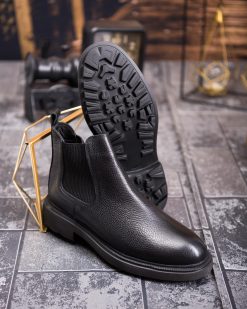 Ghete Chelsea bărbătești negre – Piele naturală - GH157
