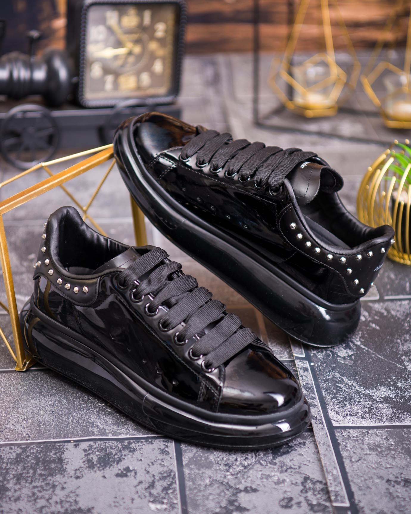 Teniși de bărbați cu talpa înaltă, negri– AD872 - imagine 5