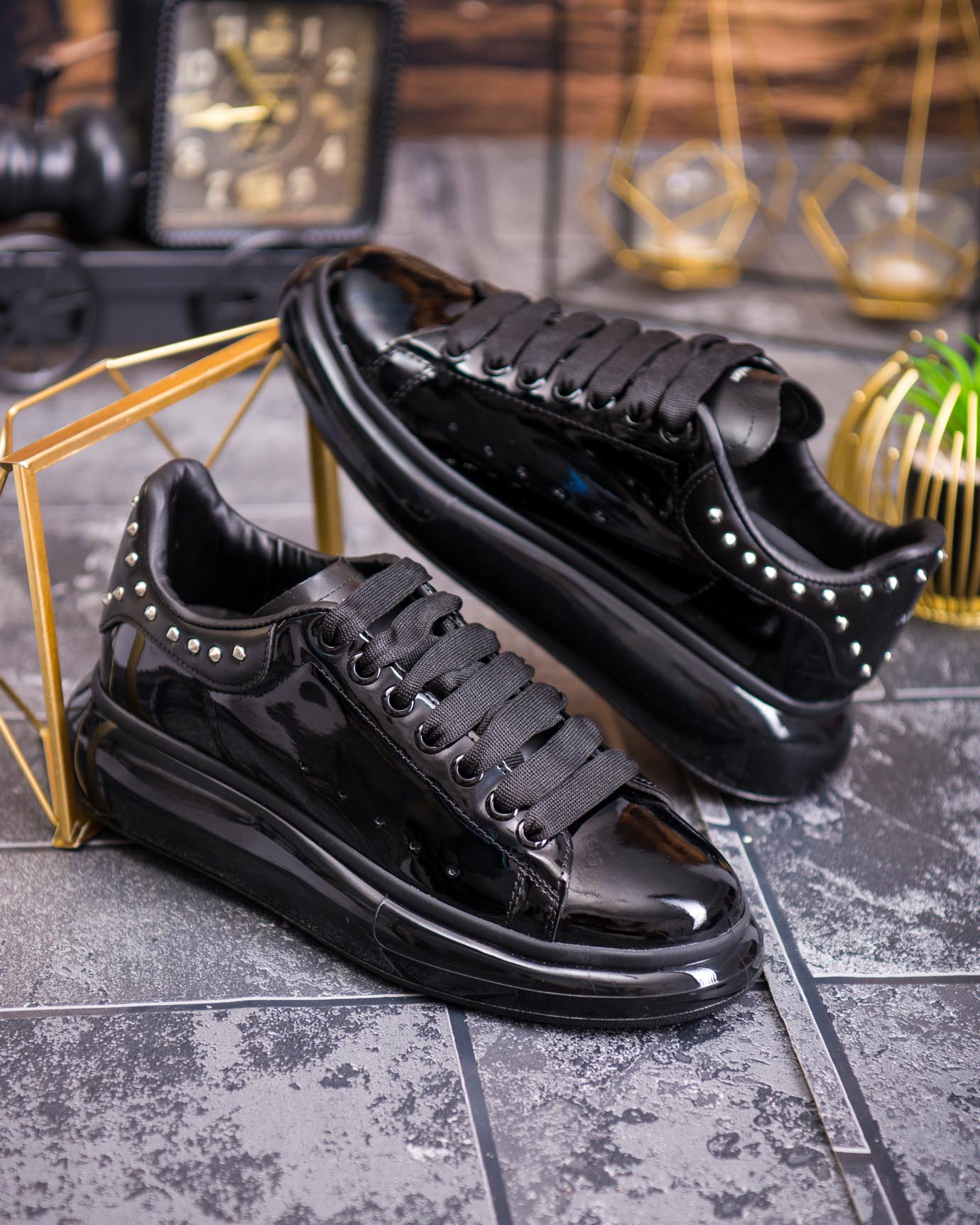 Teniși de bărbați cu talpa înaltă, negri– AD872