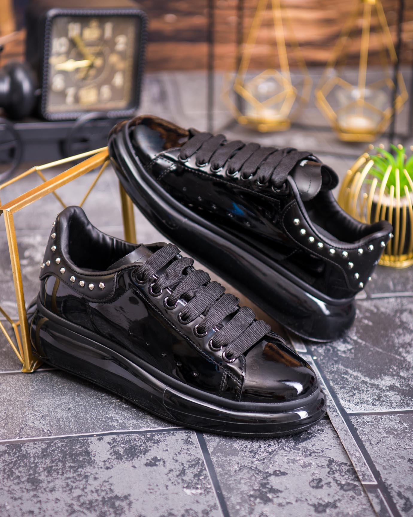 Teniși de bărbați cu talpa înaltă, negri– AD872 - imagine 3