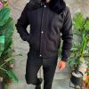 Jacheta de bărbați, neagra, guler de blana - GC720