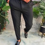 Pantaloni negri, elastici, croiala conica - PN858