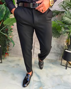 Pantaloni negri, elastici, croiala conica - PN858